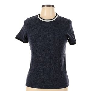 Limited Edition Short Sleeve Mock Neck Tee - Thick Woven Texture Size EU44